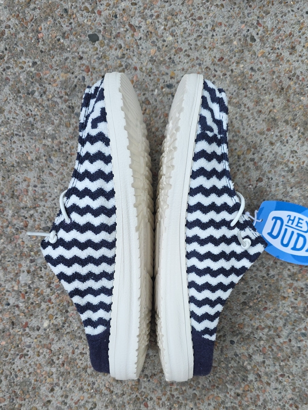 NWT Hey Dude Wendy Slip On Mule Terry Stripe Navy Blazer Egret Size 8 - Picture 4 of 10